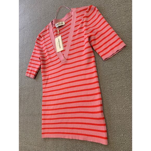Storm & Marie Women's Large Pink Red Striped‎ Knit Blouse - Picture 12 of 12